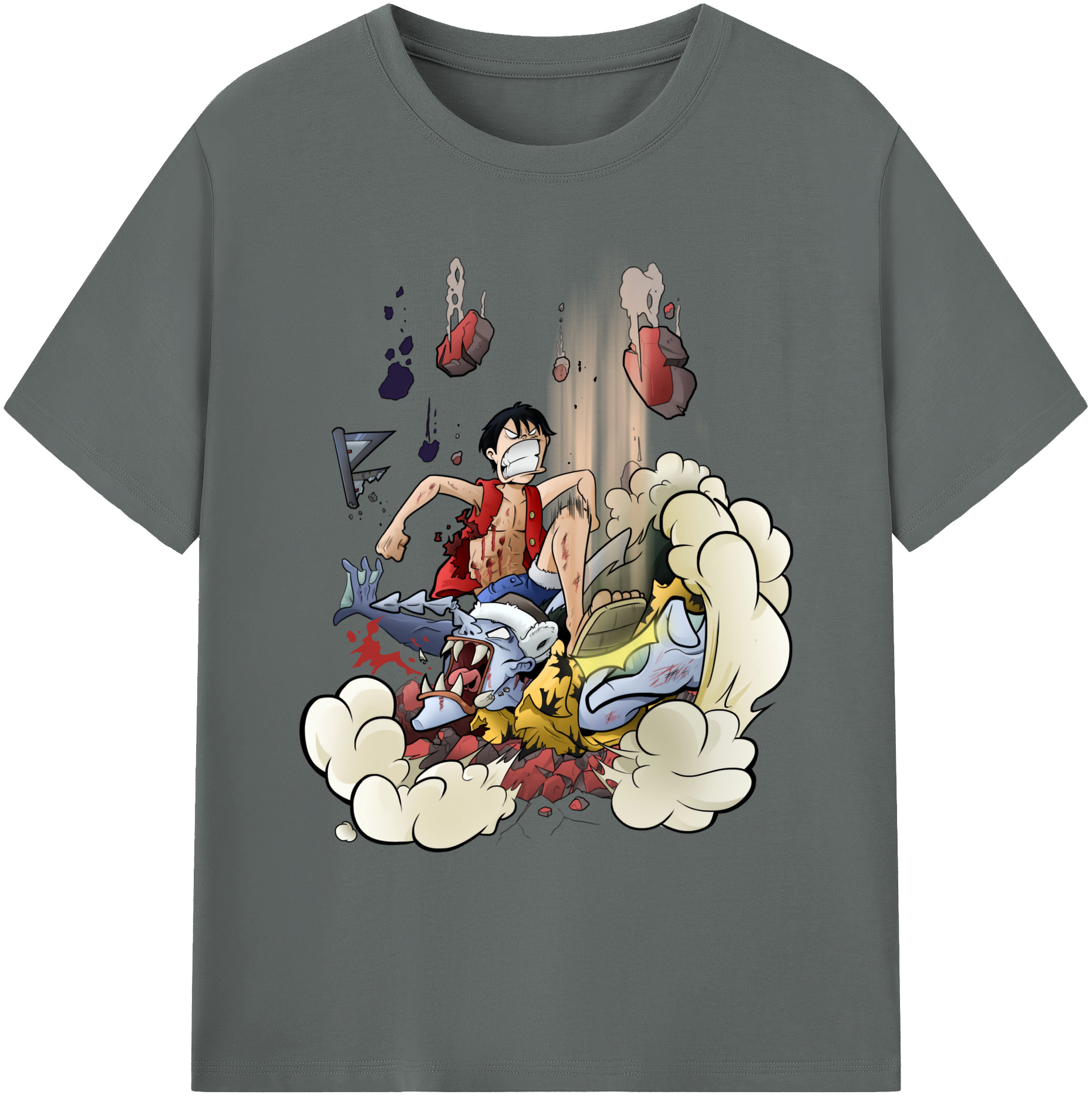 ワンピース モンキー・D・ルフィ ONE PIECE Monkey D. Luffy 綿100％ メンズ半袖Tシャツ｜肌触りやわらか＆通気性